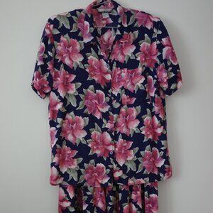 Blouse and Skirt Set, Sz L, 100% Rayon